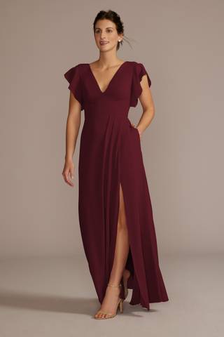 View Celebrate DB Studio Flutter Sleeve Chiffon V-Neck Dress in all available color and sizes Picture of Flutter Sleeve Chiffon V-Neck Dress