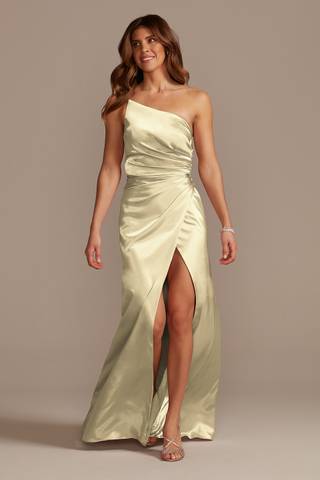 View Galina Signature Charmeuse Draped One-Shoulder Dress in all available color and sizes Picture of Charmeuse Draped One-Shoulder Dress