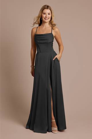 black and gold bridesmaid dresses One Shoulder Sequins Side Slit Dress QB3025 US14 / Custom Color Chiffon 3 36 Best Black Bridesmaid Dresses