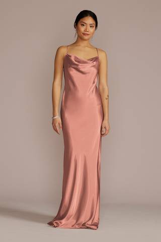 View Galina Signature Charmeuse Cowl Neck Dress in all available color and sizes Picture of Charmeuse Cowl Neck Dress