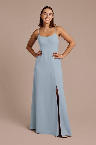 View Celebrate DB Studio Spaghetti Strap Bow Back Chiffon Dress in all available color and sizes Picture of Spaghetti Strap Bow Back Chiffon Dress