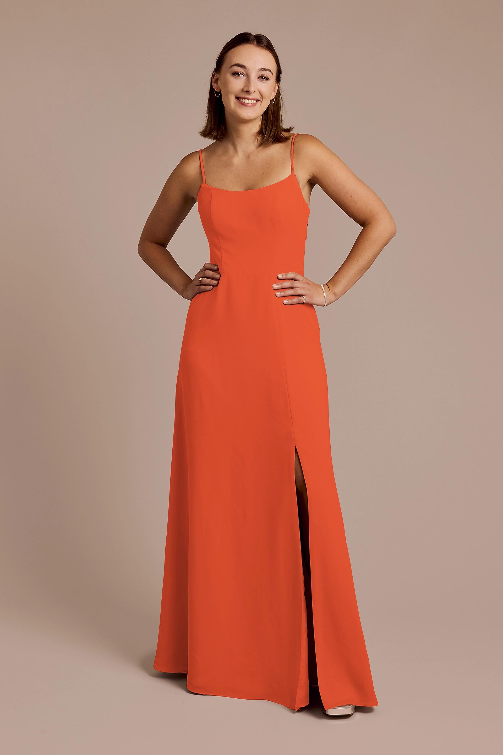 View Celebrate DB Studio Spaghetti Strap Bow Back Chiffon Dress in all available color and sizes Picture of Spaghetti Strap Bow Back Chiffon Dress