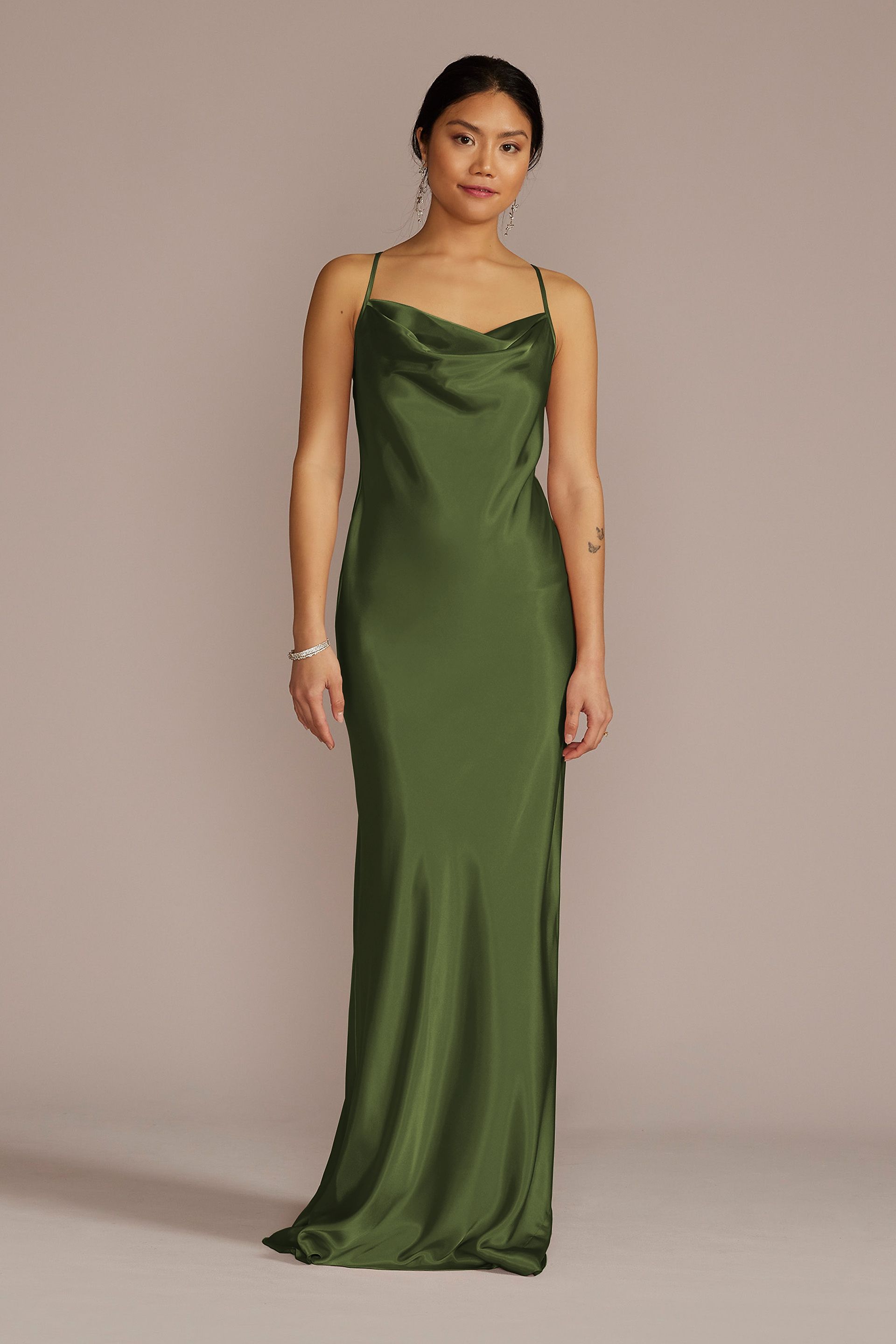 stretch charmeuse cowl neck bridesmaid dress Stretch Charmeuse Cowl Neck Bridesmaid Dress