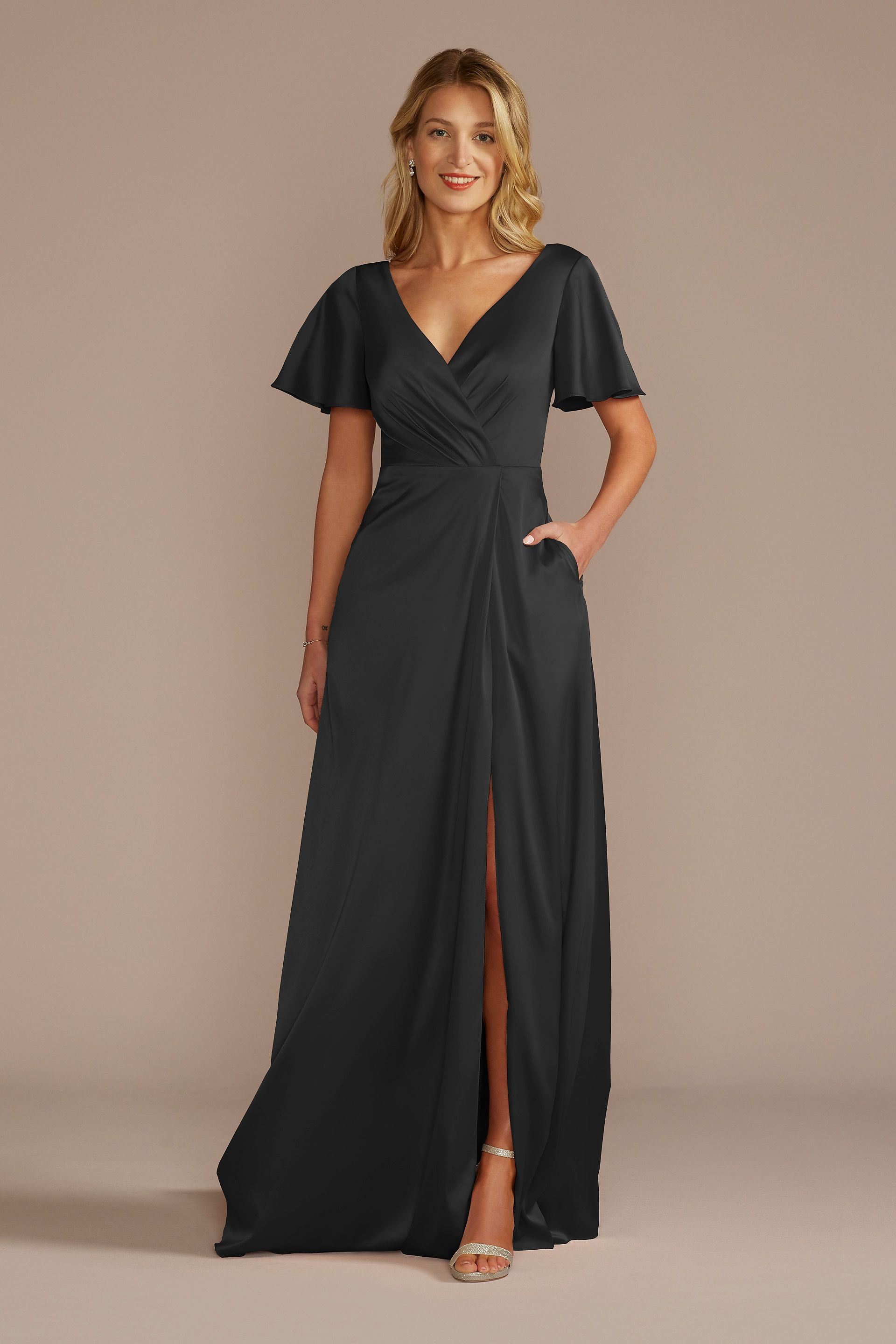 Picture of Short Sleeve Stretch Charmeuse Dress