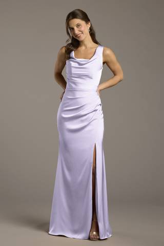 View Galina Signature Matte Satin Cowl Neck Sheath Dress in all available color and sizes Picture of Matte Satin Cowl Neck Sheath Dress