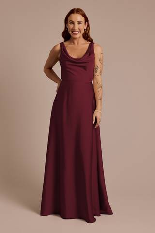 Picture of Matte Satin Cowl Neck Tie Back Dress