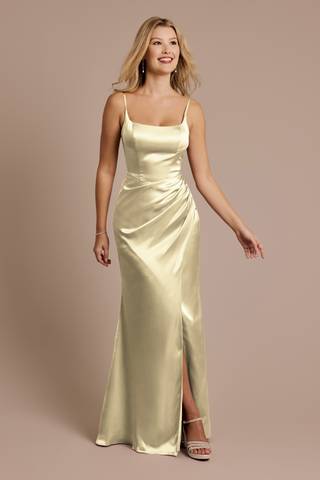 ivory and gold bridesmaid dresses Champagne Gold Soft Satin One Shoulder Pleats Long Bridesmaid Dresses, Wish Gown