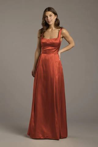 View Galina Signature Charmeuse Tank Neckline A-Line Dress in all available color and sizes Picture of Charmeuse Tank Neckline A-Line Dress