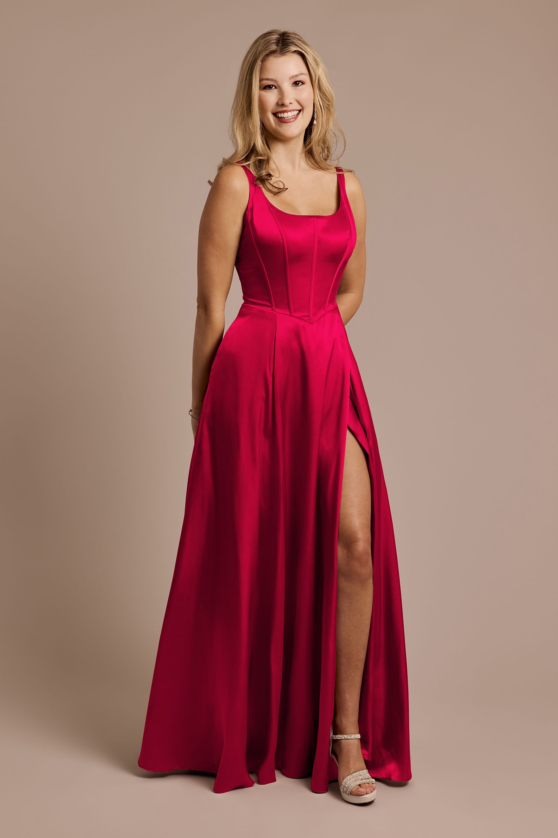Charmeuse Basque Waist Tank Dress | David's Bridal