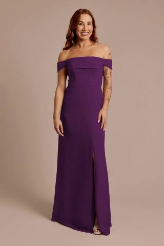 View Celebrate DB Studio Chiffon Off-the-Shoulder Draped Dress in all available color and sizes Picture of Chiffon Off-the-Shoulder Draped Dress