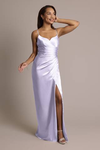 View Galina Signature Charmeuse V-Notch Spaghetti Strap Dress in all available color and sizes Picture of Charmeuse V-Notch Spaghetti Strap Dress