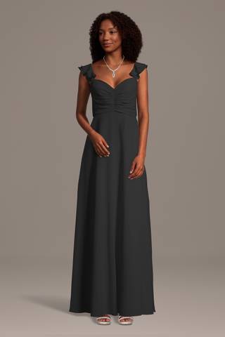 Picture of Chiffon Ruffle Sleeve Ruched A-Line Dress