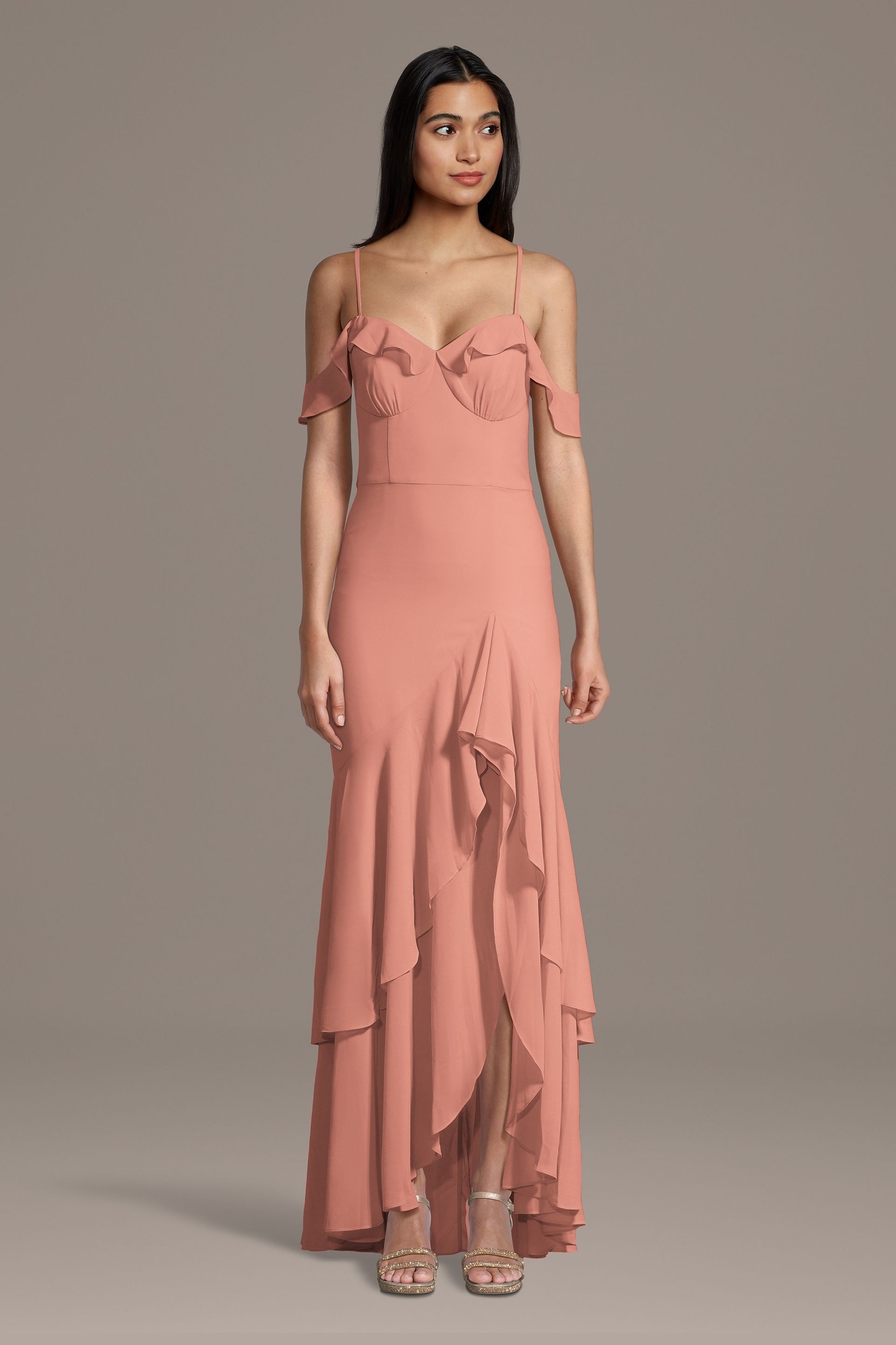 missord plunging neck frill ruffle hem chiffon dress SHEIN | Dresses | Shein Missord Plunging Neck Frill Ruffle Hem Chiffon Dress