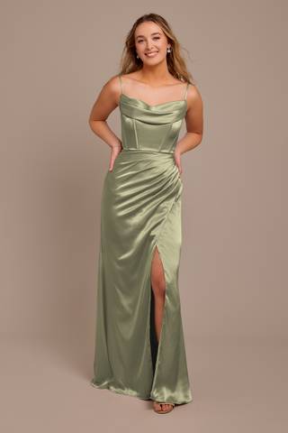 Picture of Charmeuse Cowl Spaghetti Strap Dress