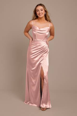 Picture of Charmeuse Cowl Spaghetti Strap Dress