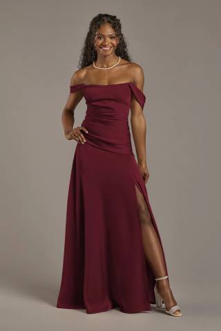 Picture of Matte Satin Off-the-Shoulder Drop Waist Dress