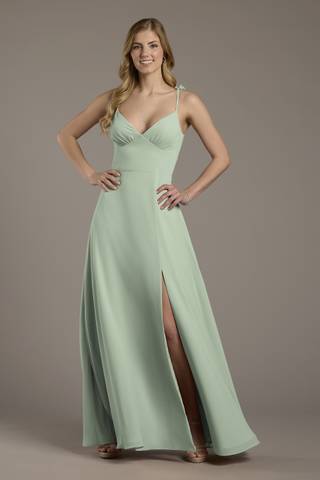 View Celebrate DB Studio Chiffon A-Line Dress with Flower Straps in all available color and sizes Picture of Chiffon A-Line Dress with Flower Straps