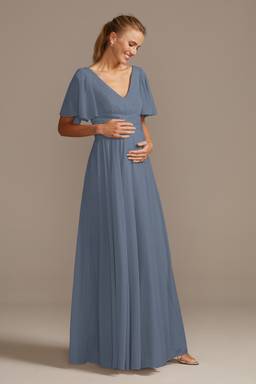 david's bridal flutter sleeve crisscross mesh bridesmaid dress Flutter Sleeve Crisscross Mesh Bridesmaid Dress