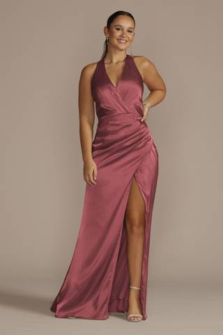 View Galina Signature Charmeuse Halter Dress in all available color and sizes Picture of Charmeuse Halter Dress