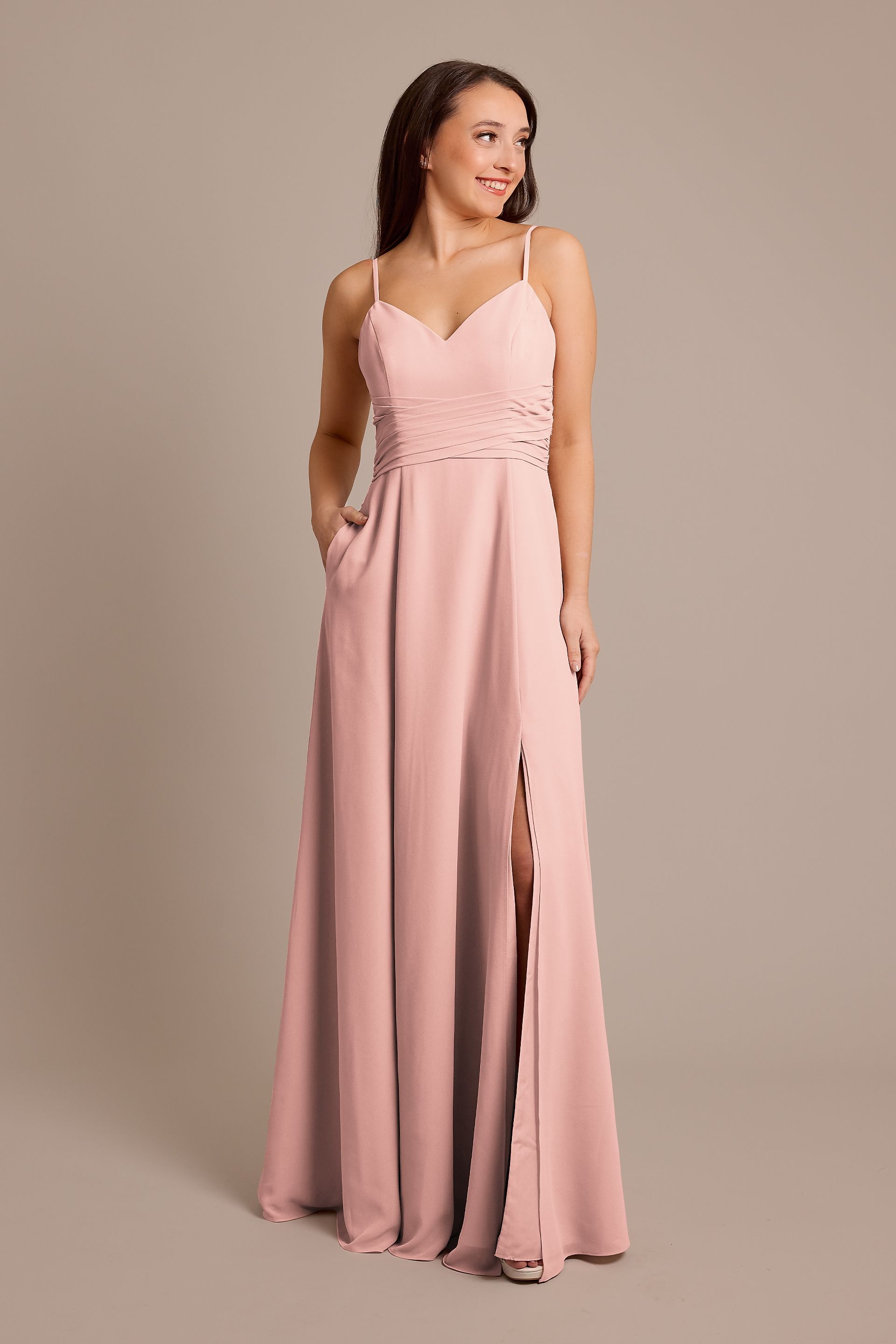 ballet pink bridesmaid dress ballet pink bridesmaid dresses Blush Pink V Neck Silk Satin Long Sheath Bridesmaid  Dresses DM24081210  Dressmeet