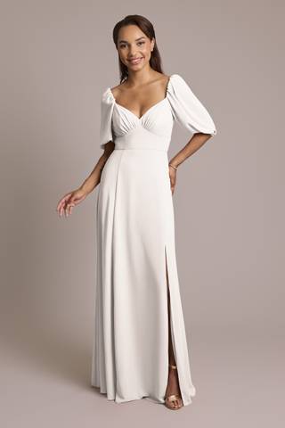 modest white bridesmaid dresses Modest White Bridesmaid Dress 52981B