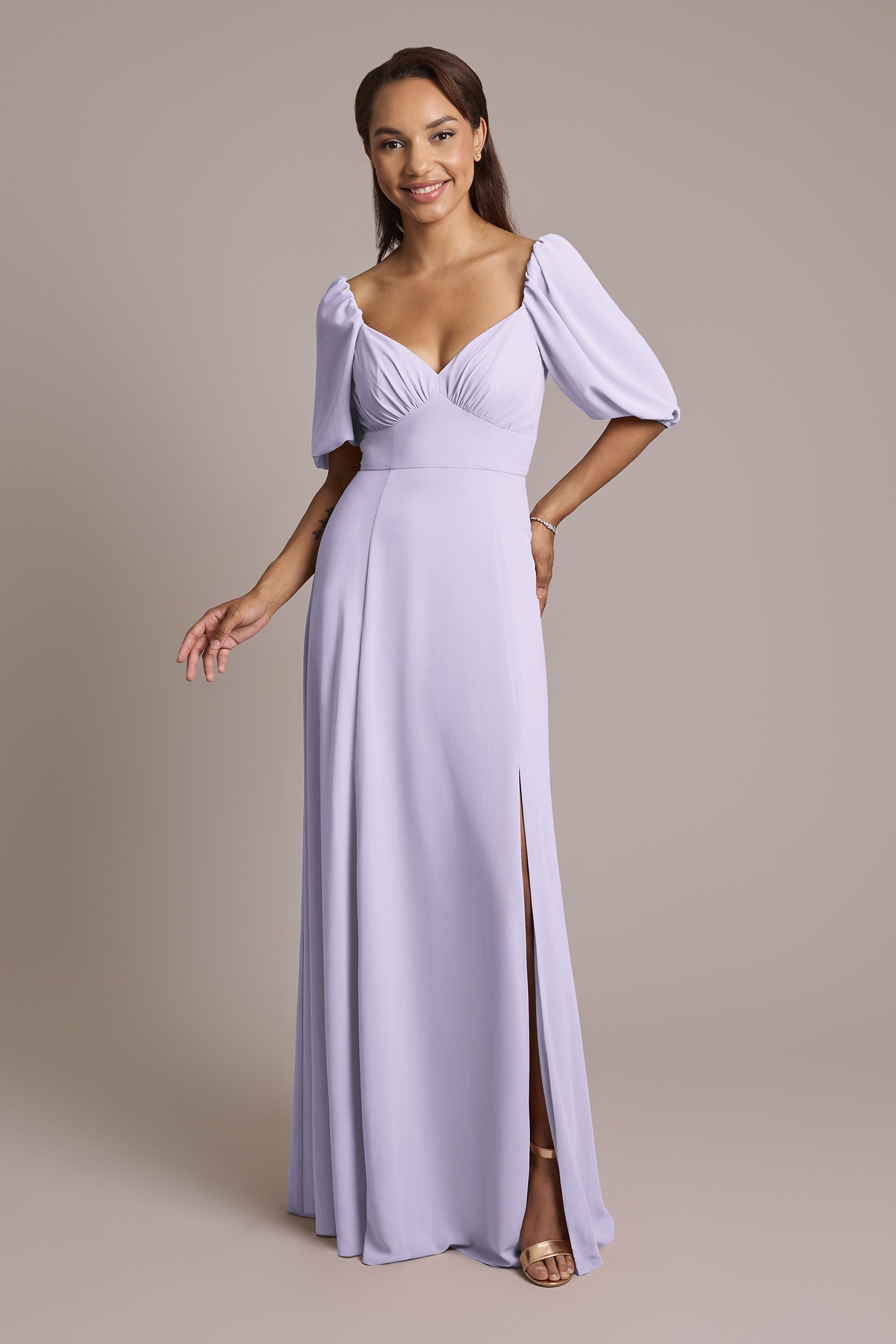 Chiffon Short Sleeve A-Line Dress