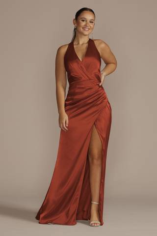 View Galina Signature Charmeuse Halter Dress in all available color and sizes Picture of Charmeuse Halter Dress