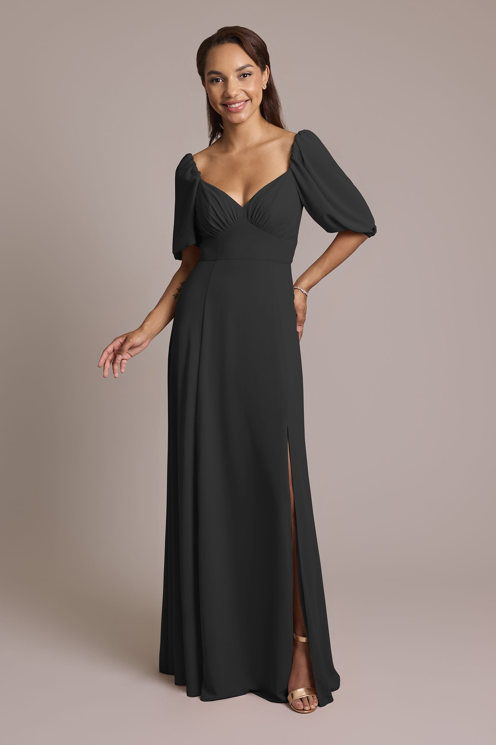 Picture of Chiffon Short Sleeve A-Line Dress