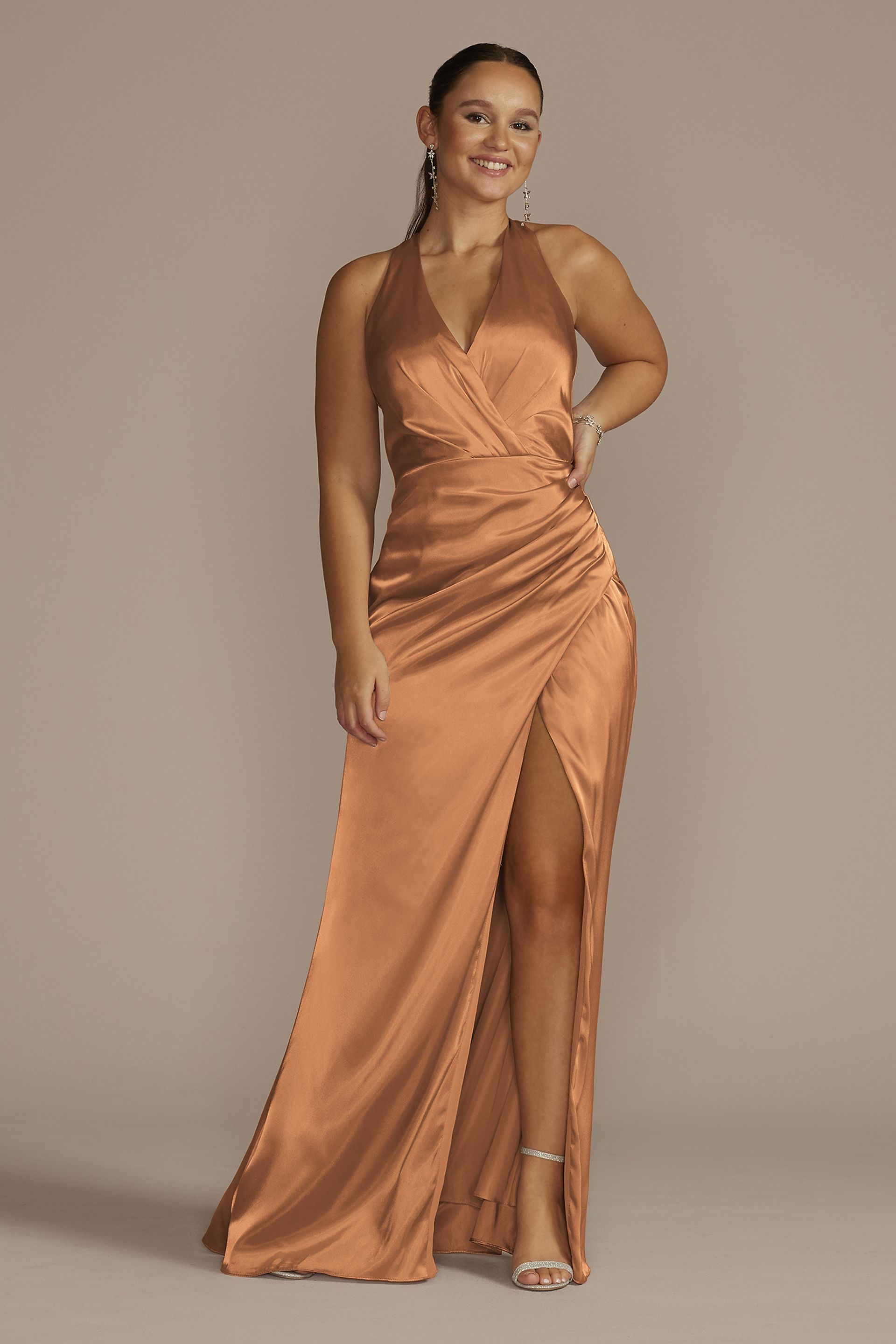 david's bridal halter bridesmaid dress Charmeuse Halter Bridesmaid Dress