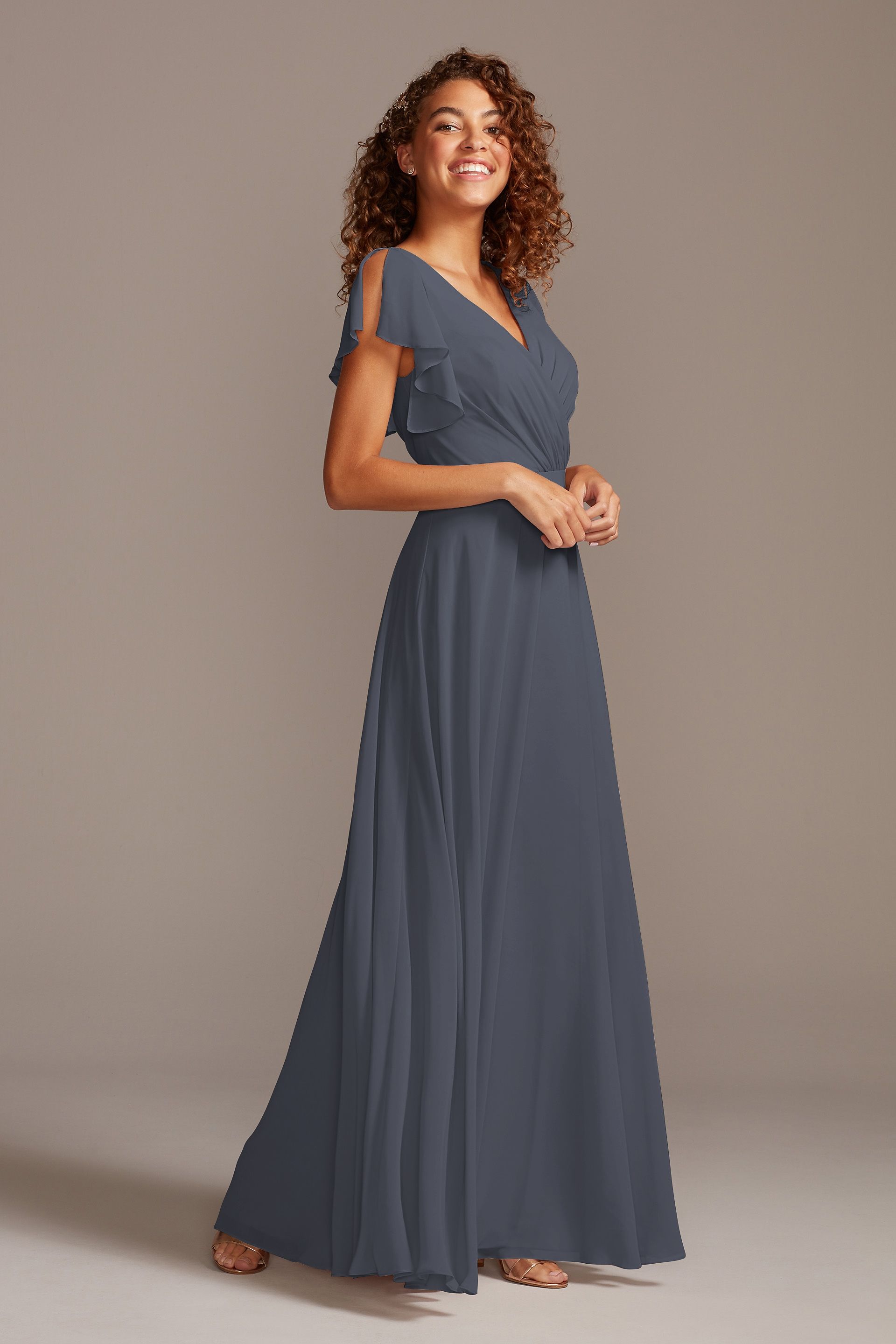pewter blue bridesmaid dresses Wedding Guest Sabina Halter Romper Mini pleated-emb Size:Medium 6/8 Pleat Ruffles Tiered