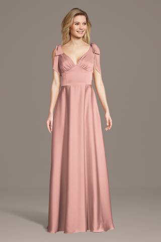 Picture of Matte Satin Bow Shoulder A-Line Dress