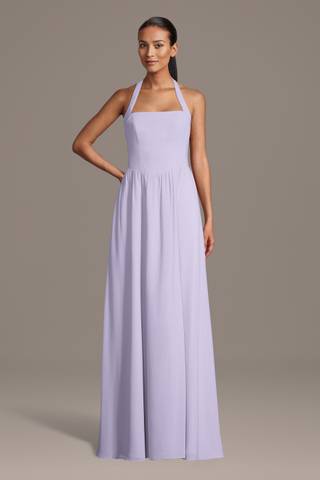 View Celebrate DB Studio Chiffon Halter A-Line Dress with Straight Neckline in all available color and sizes Picture of Chiffon Halter A-Line Dress with Straight Neckline