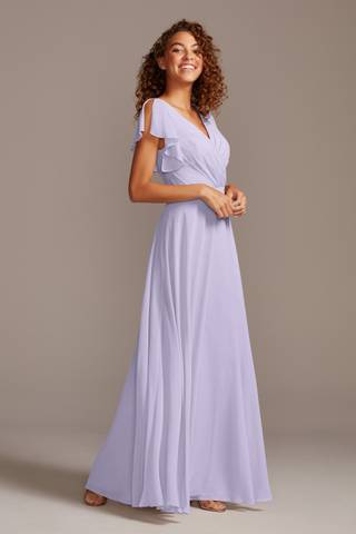 Picture of Bridesmaid Dress with Flutter Sleeve Full Skirt
