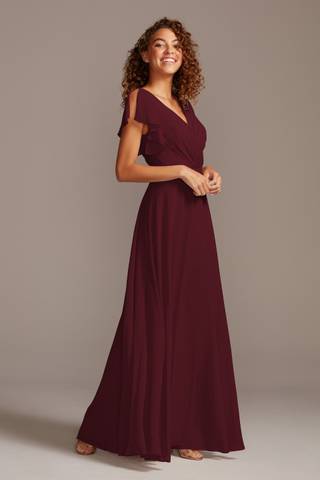 Picture of Bridesmaid Dress with Flutter Sleeve Full Skirt