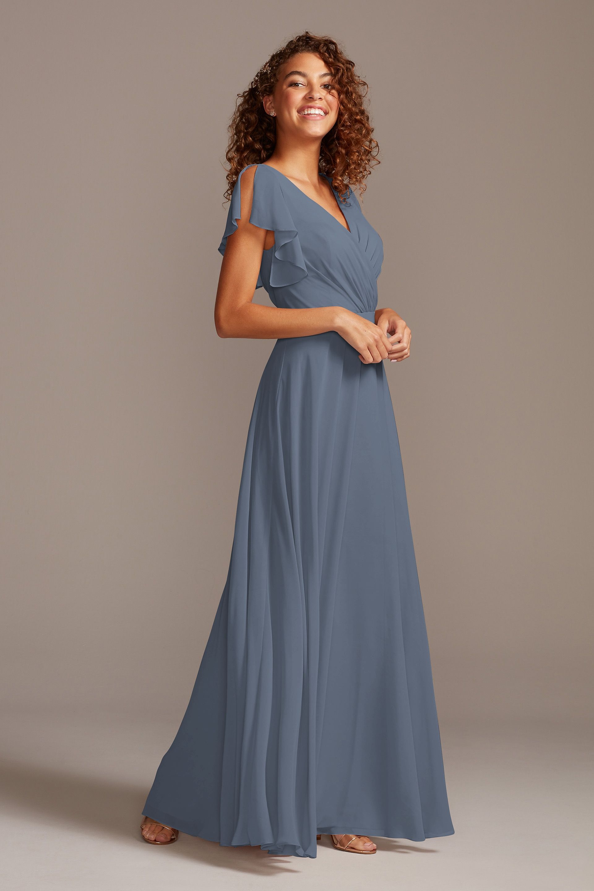 david's bridal flutter sleeve crisscross mesh bridesmaid dress Full Skirt C- Red Ed Hardy Women's Butterfly Color:Light Ivory/Lavender