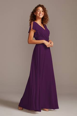 Picture of Bridesmaid Dress with Flutter Sleeve Full Skirt