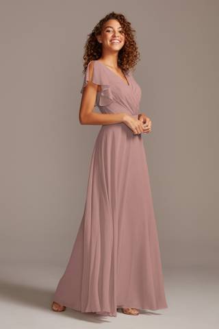 Picture of Bridesmaid Dress with Flutter Sleeve Full Skirt
