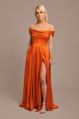 Picture of Charmeuse Cowl Off-the-Shoulder Dress