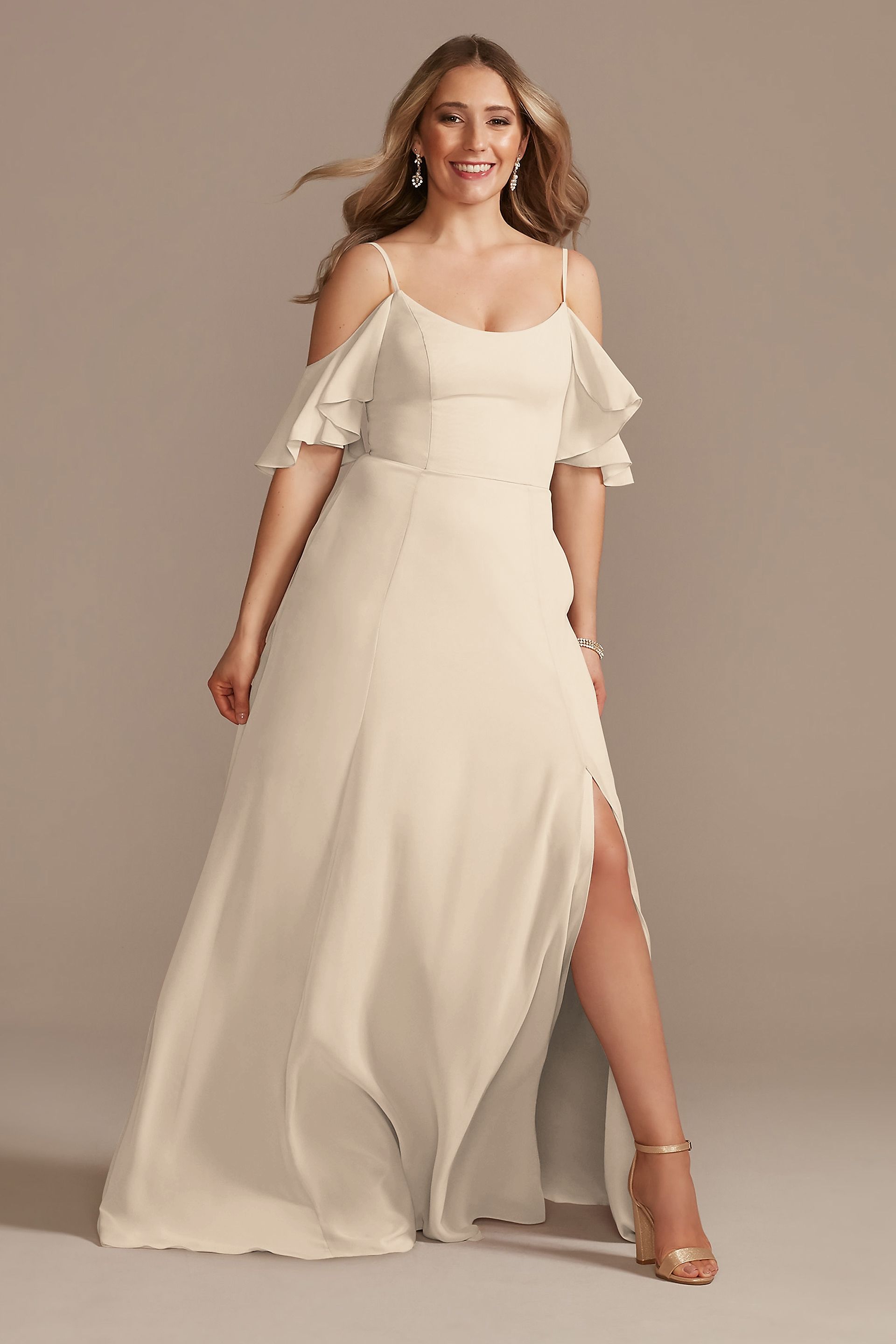 cream white prom dresses Long Off-White A-Line Dress with Lace-Up Corset Off / 16 Size:50 (IT) / 44(FR) / 34(UK-US) lace bridesmaid dresses with sleeves Devlyn Long Sleeve Gown Beading forms a centered