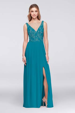 Picture of Illusion V-Neck Lace and Mesh Dress