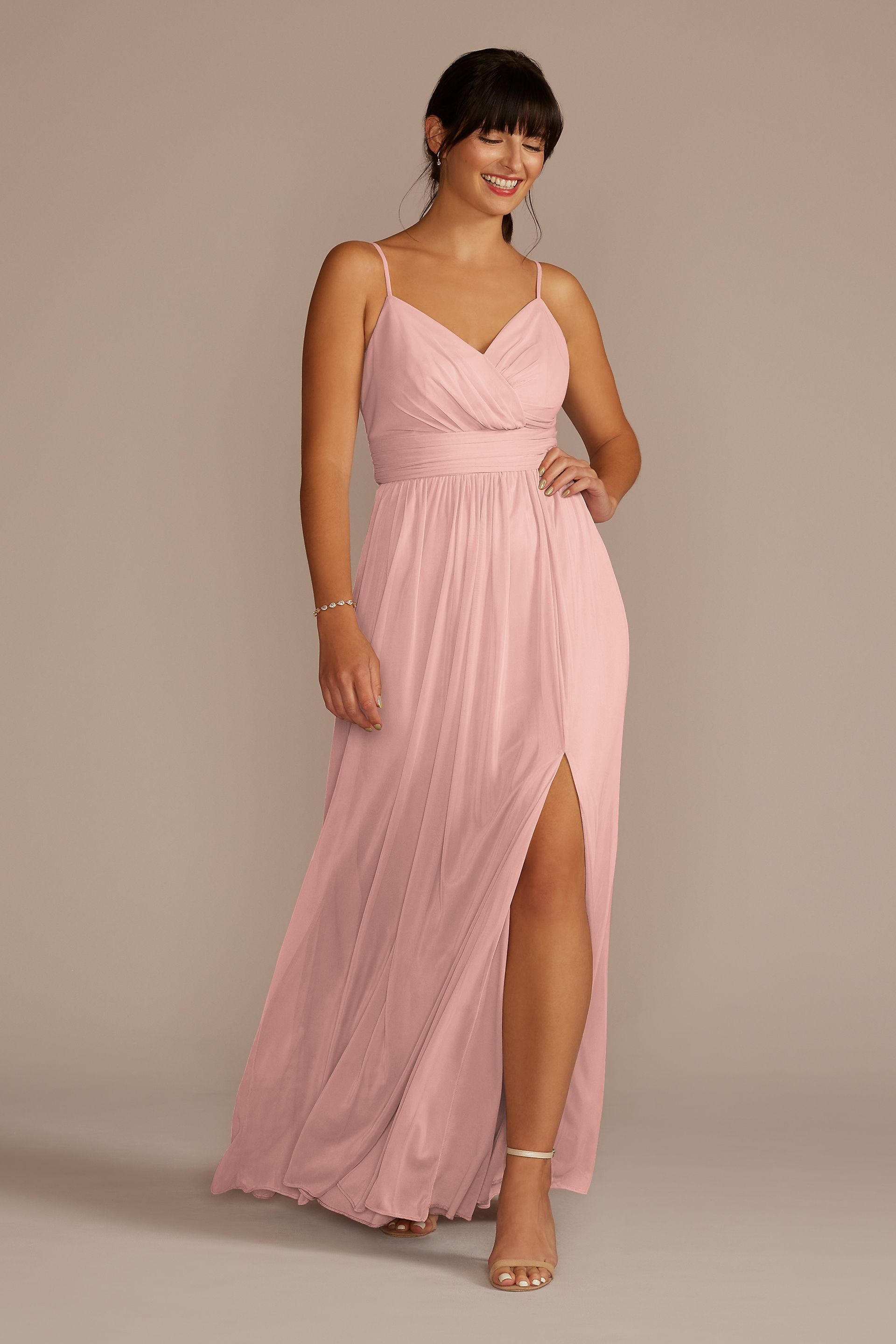 Picture of Spaghetti Strap Ruched Waist Mesh Dress