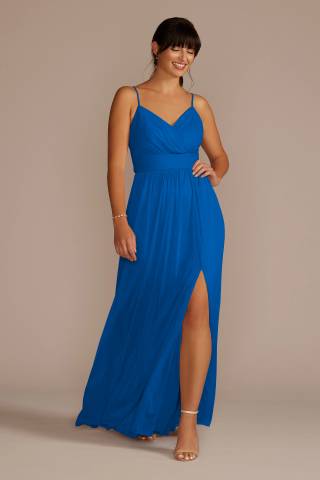 Picture of Spaghetti Strap Ruched Waist Mesh Dress