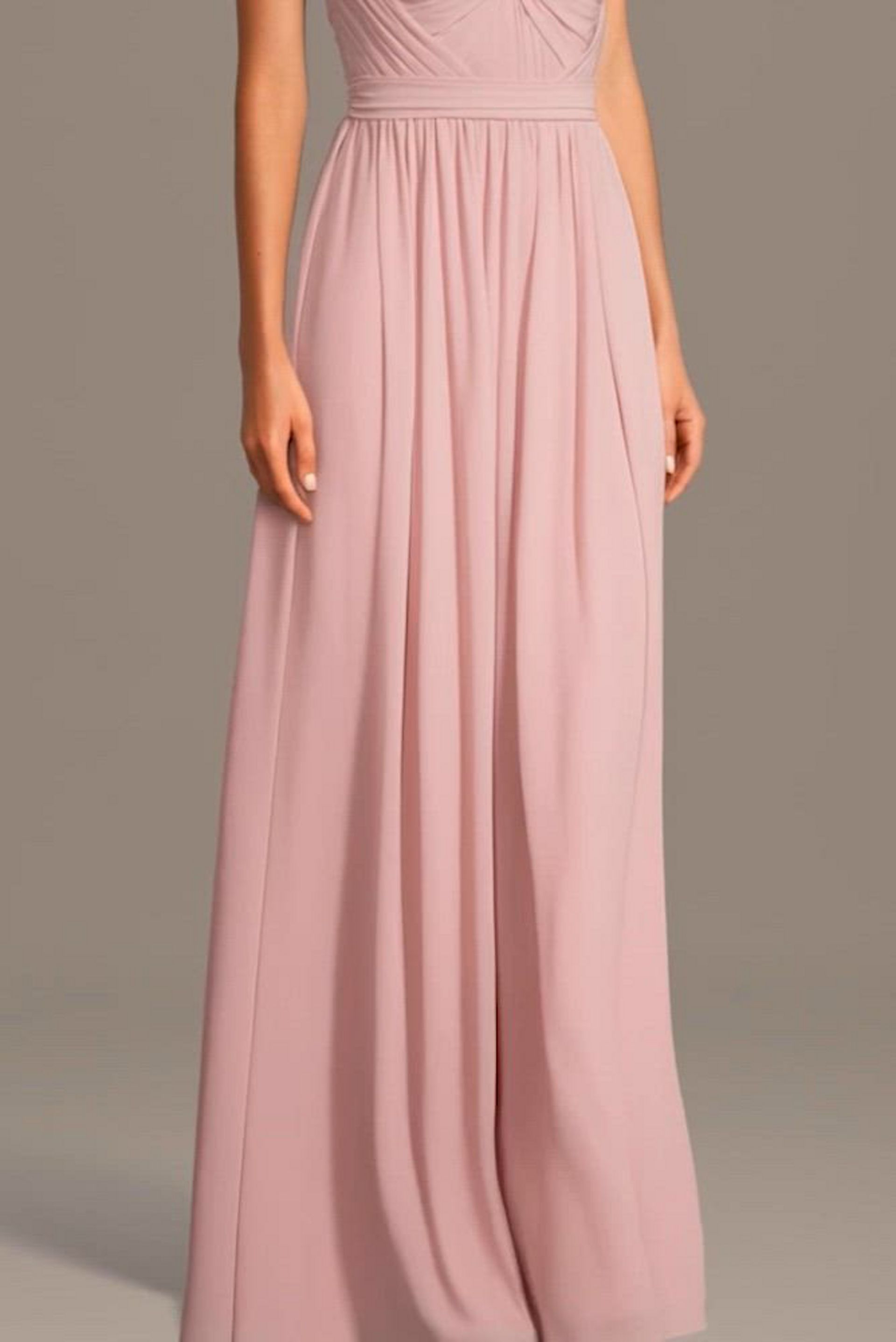 Chiffon Pleated Bodice A-Line Dress