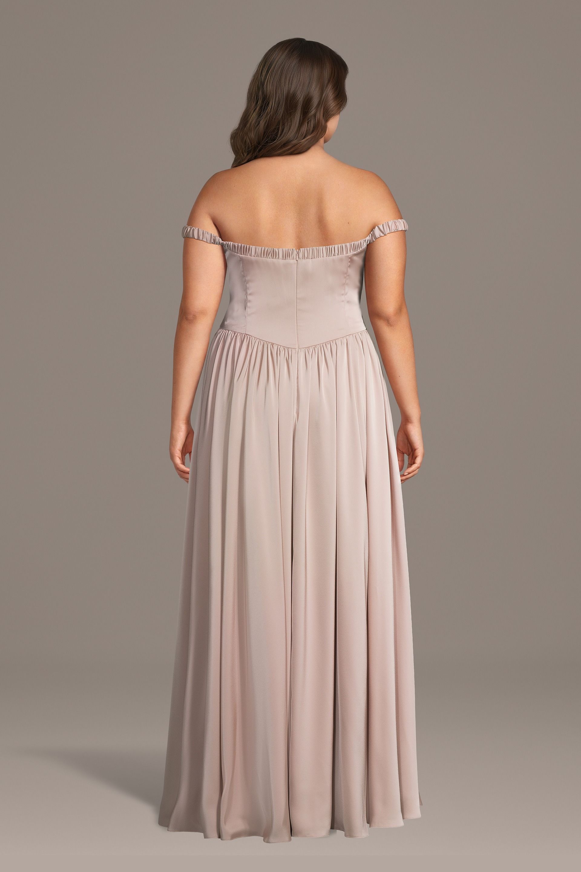 Matte Satin Off-the-Shoulder A-Line Dress