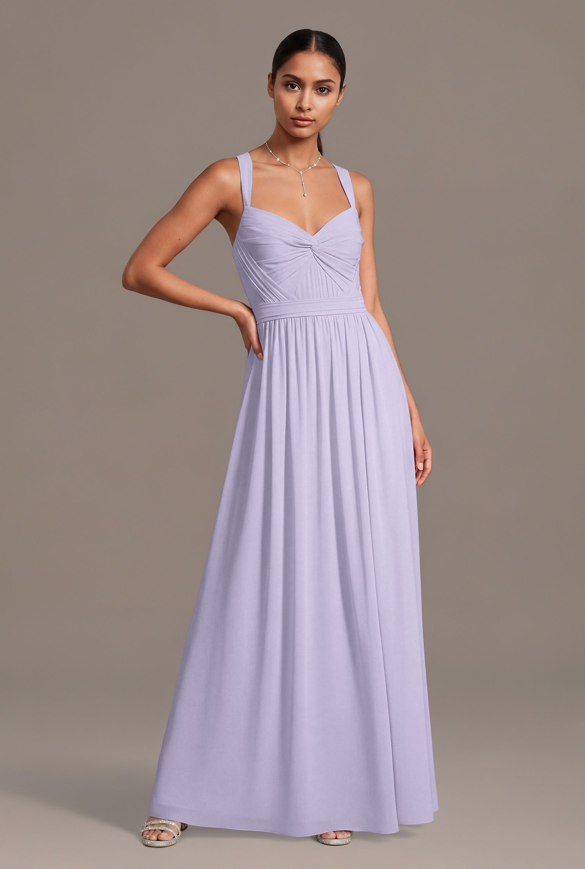 Celebrate DB Studio Chiffon Pleated Bodice A-Line Dress in Iris Size: 3X David's Bridal
