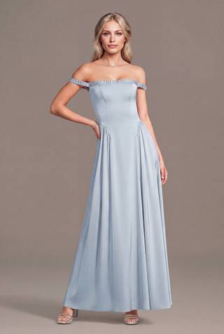Picture of Matte Satin Off-the-Shoulder A-Line Dress
