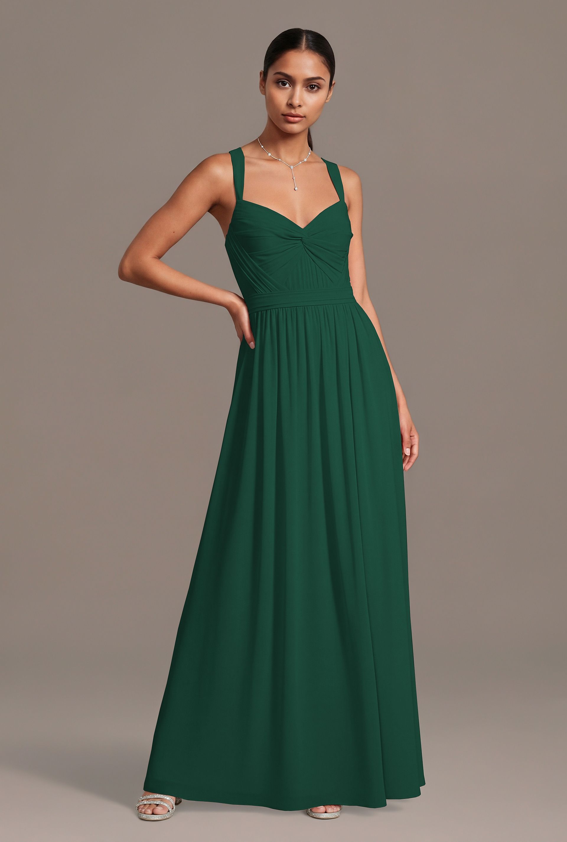 Celebrate DB Studio Chiffon Pleated Bodice A-Line Dress in Juniper Size: 1X David's Bridal