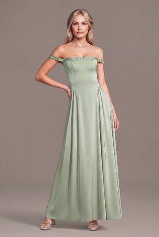 Picture of Matte Satin Off-the-Shoulder A-Line Dress