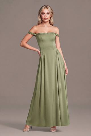 Picture of Matte Satin Off-the-Shoulder A-Line Dress