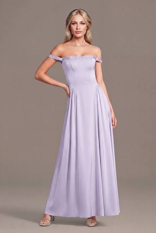 Picture of Matte Satin Off-the-Shoulder A-Line Dress
